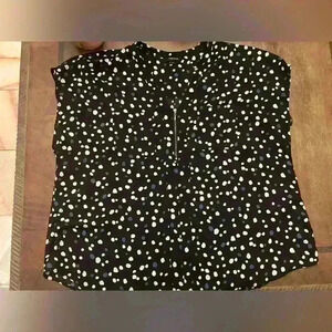 Torrid Cheetah Dot Georgette Zip Front Dolman Blouse Black Blue White Women's 2